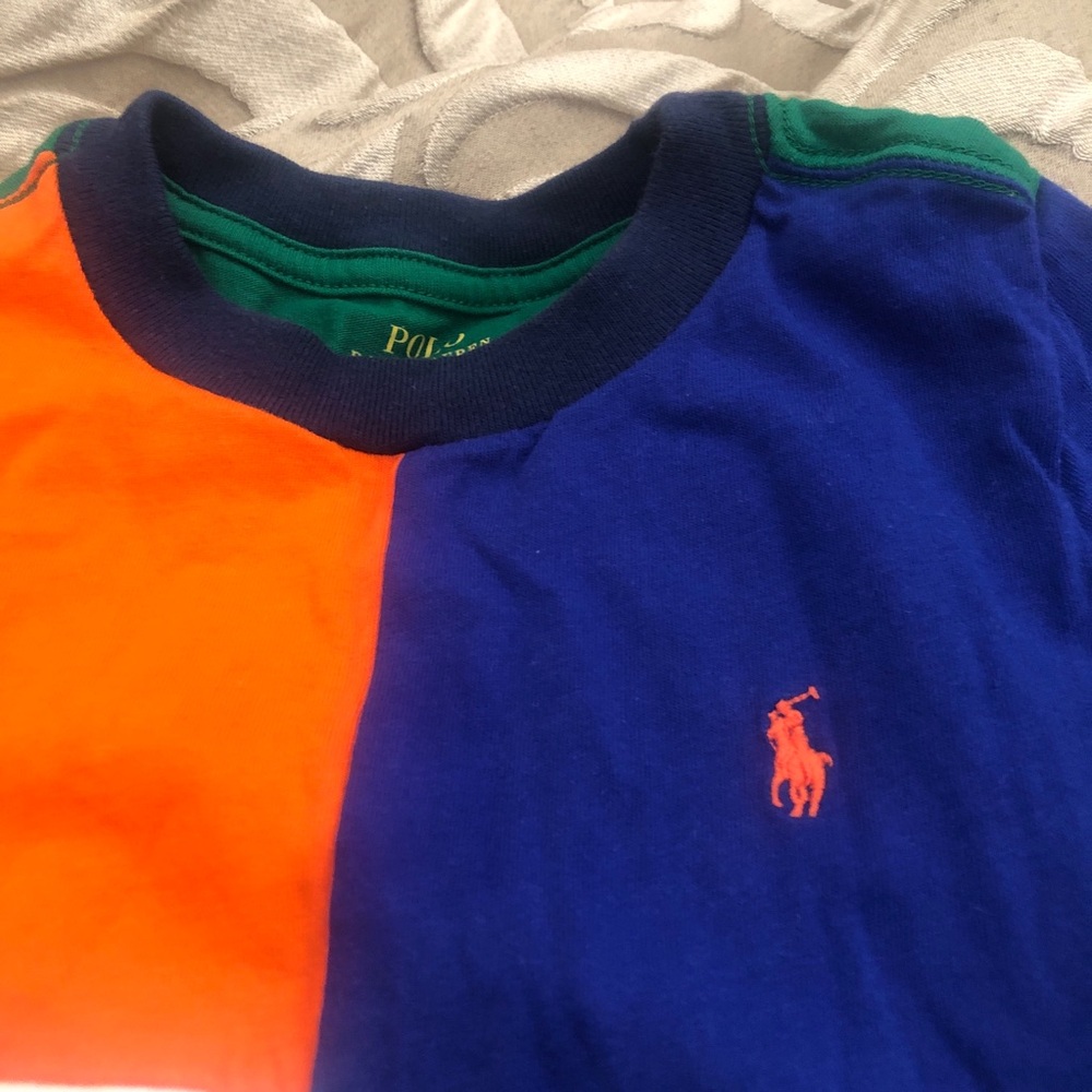 Polo by Ralph Lauren Color Block Orange, Blue, White and Green Kids Tee